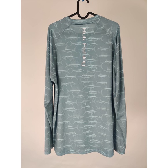 (V) HUK Performance Fishing PATTERN Long Sleeve Hoodie - Men’s LARGE - Picture 4 of 9